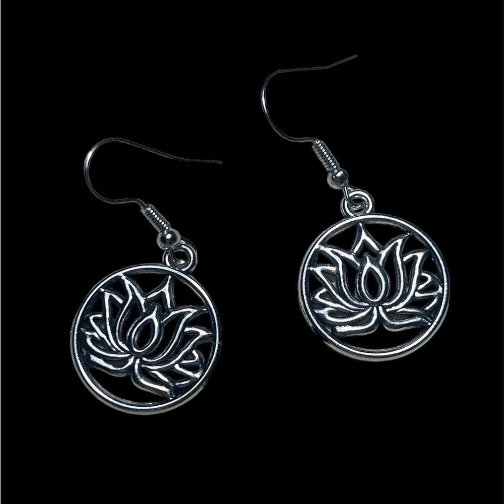 Silver Lotus Earrings